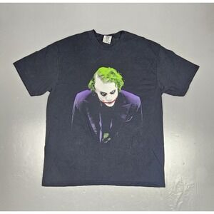 Vintage The Joker T-Shirt Mens XL Black Heath Ledger The Dark Knight